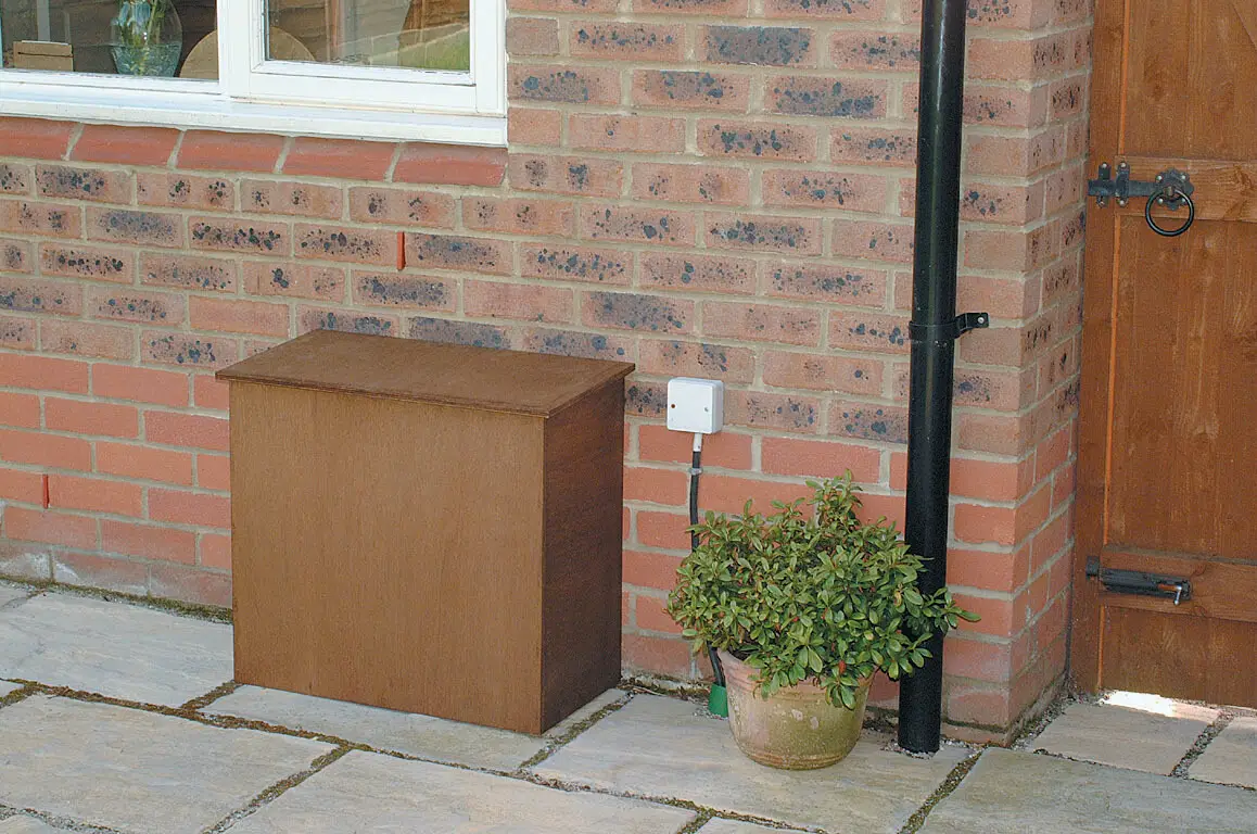 outside water softener cabinet
